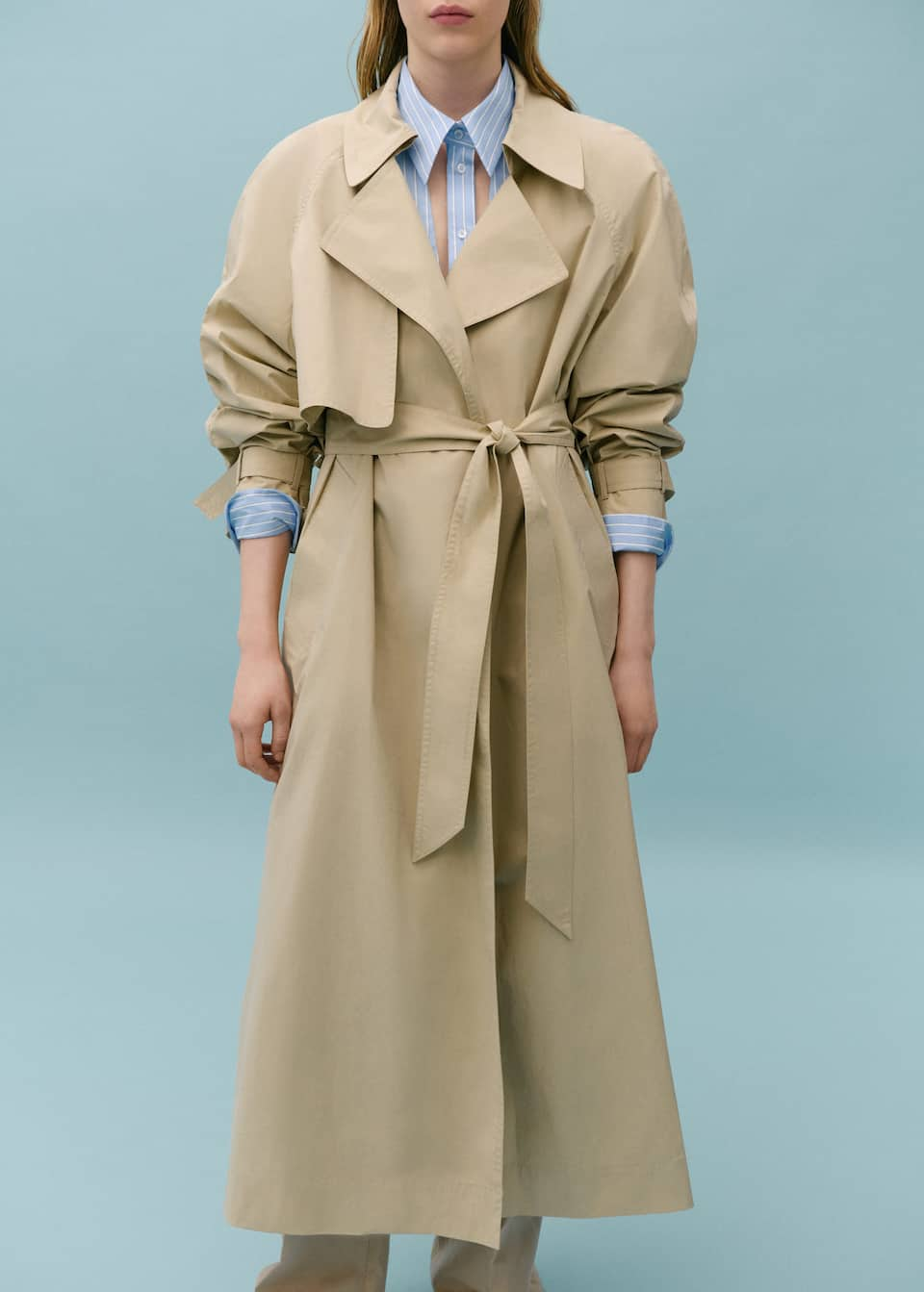 100% Cotton Long Trench Coat