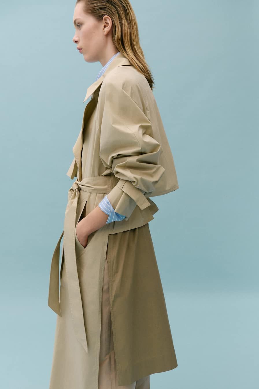 Long trench coat made of 100% cotton