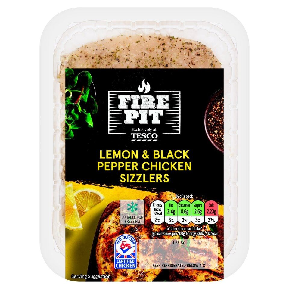 Tesco Fire Pit Lemon & Black Pepper Chicken Sizzlers 300g