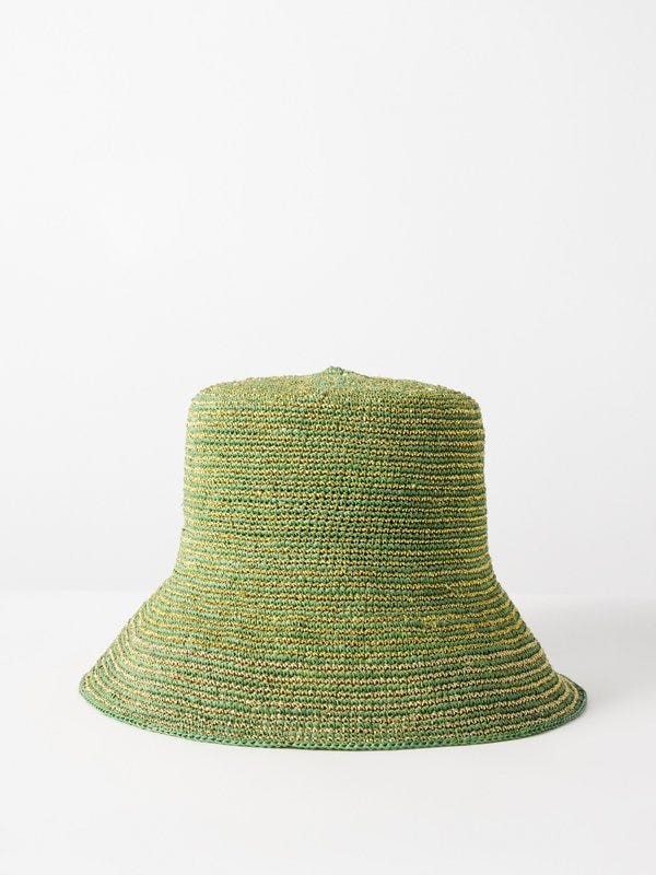 Striped Straw Bucket Hat