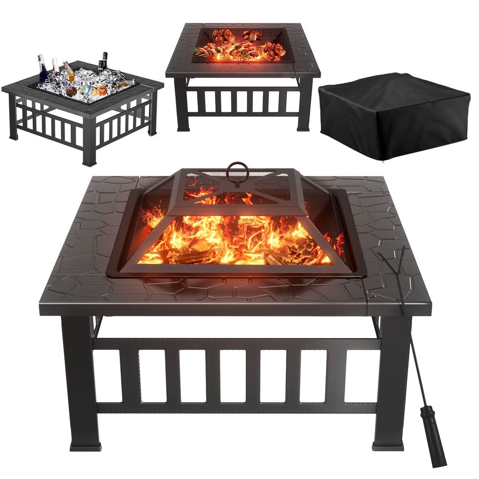 32" Patio Square Fire Pit Table 