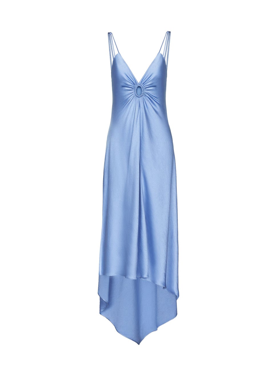 Asymmetrical Satin Dress with Gathered Opening