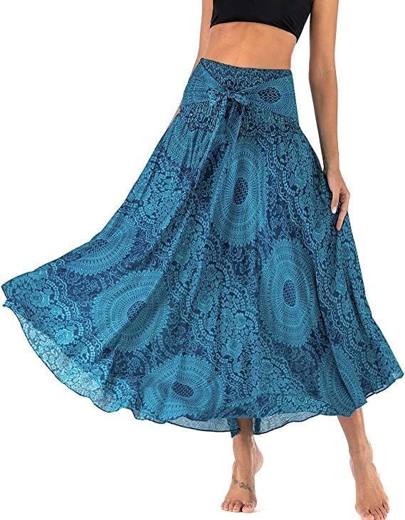 Falda larga bohemia en azul