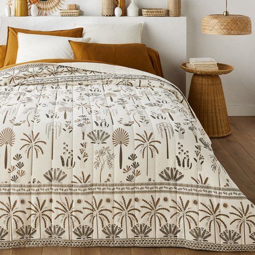 Palm Print Washed Cotton Bedspread