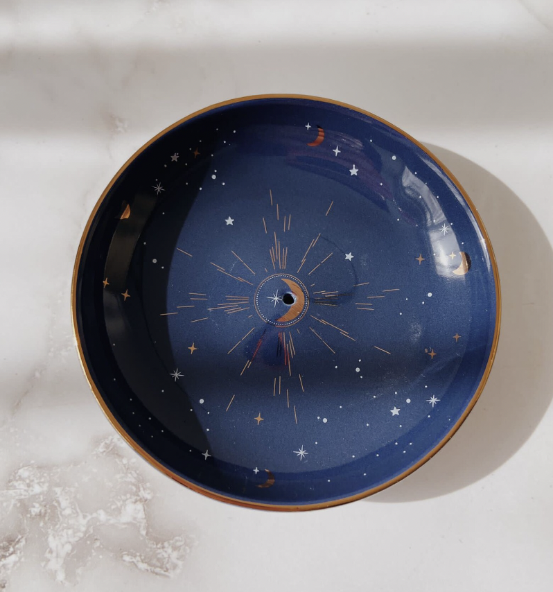Moon and Stars Ceramic Incense Holder