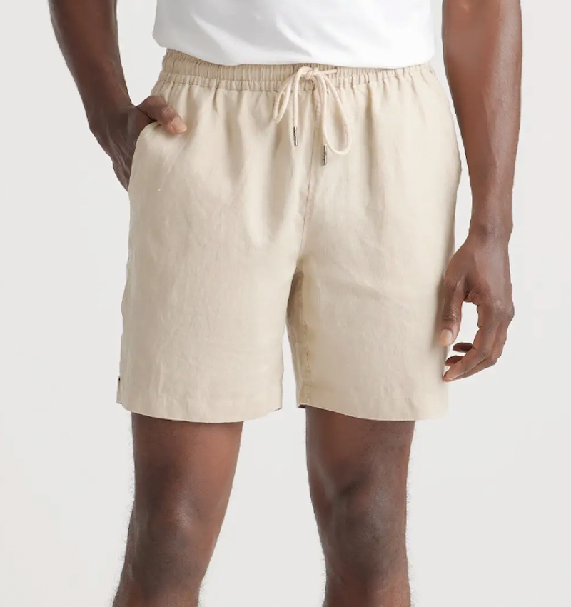 100% European Linen Drawstring Beach Short