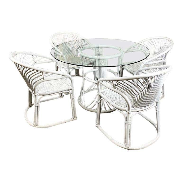 Round Wicker and Rattan Woven Outdoor Patio Dining Set