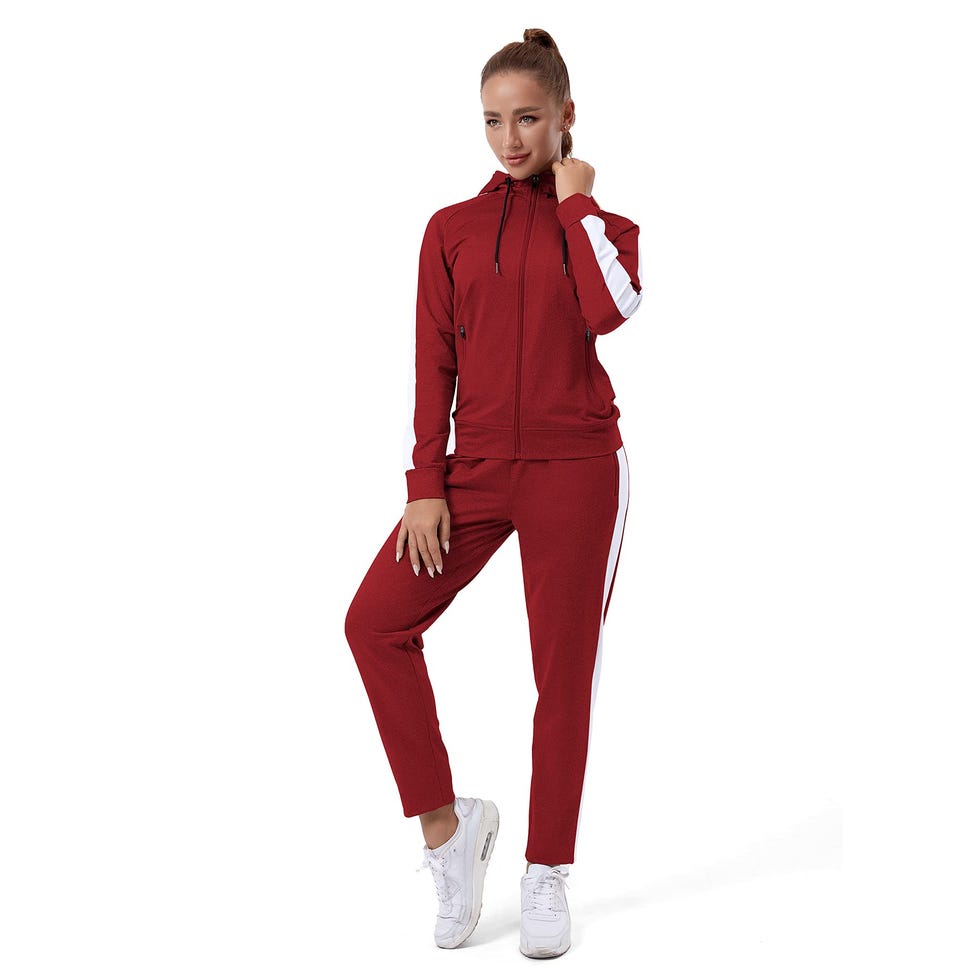 Womens Full Zip-Up Hoodie Tracksuit Set 