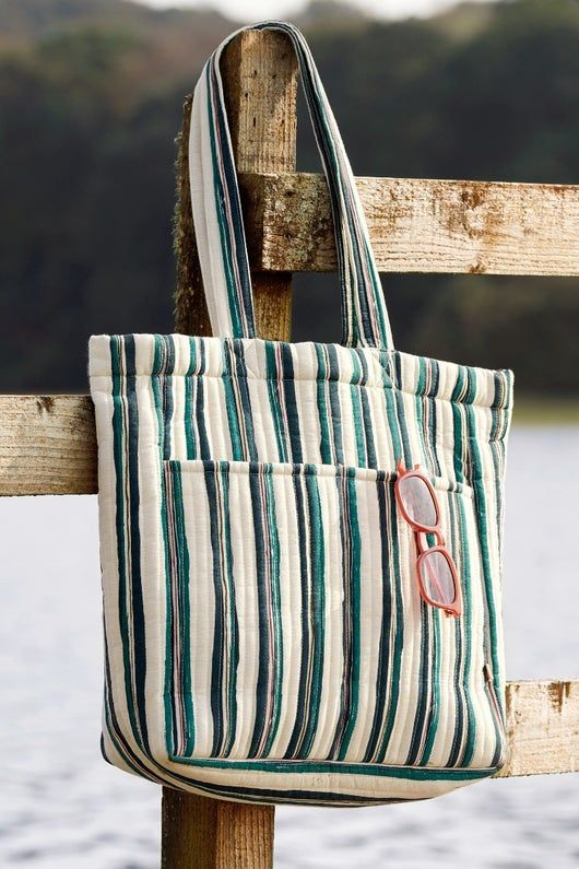 Singing Water Quilted Tote Bag