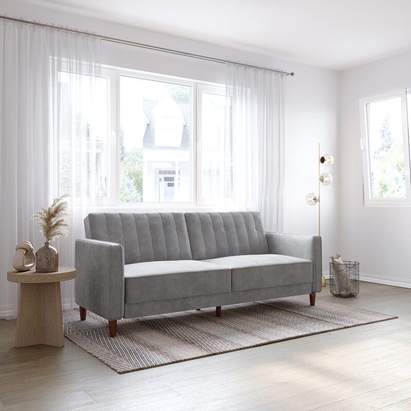 Perdue Velvet Square Arm Convertible Sofa