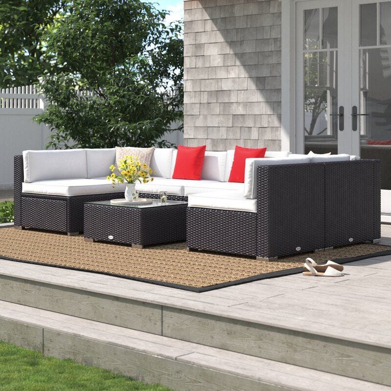 Merton 7-Piece Rattan Patio Furniture Set