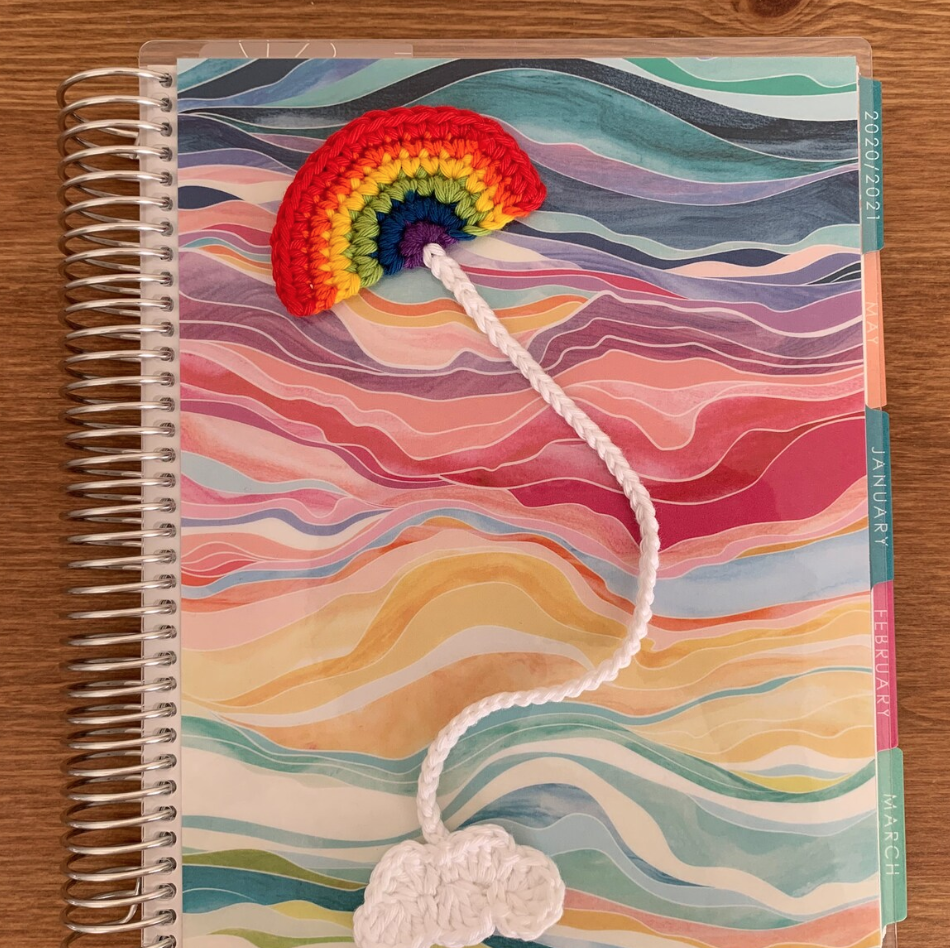 crochet rainbow bookmark