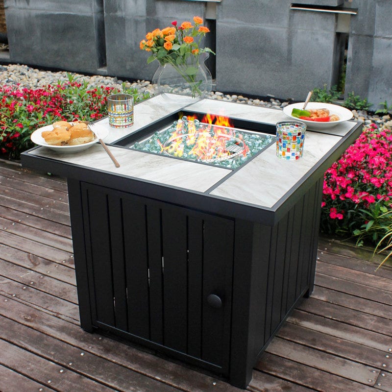 Mehalek Propane Fire Pit Table with Lid