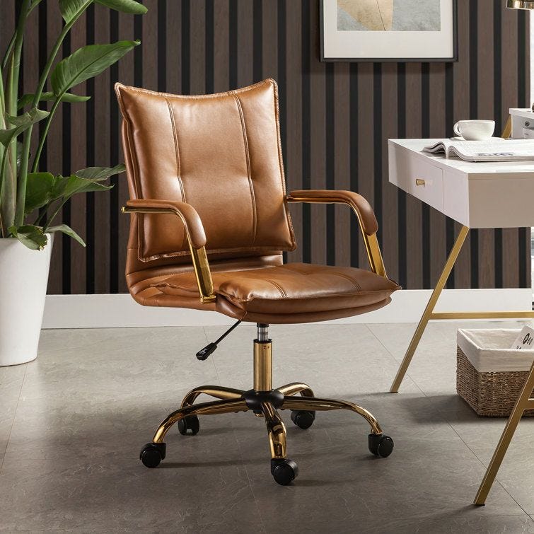 Lundgren Leather Task Chair with Foam Padded Arms