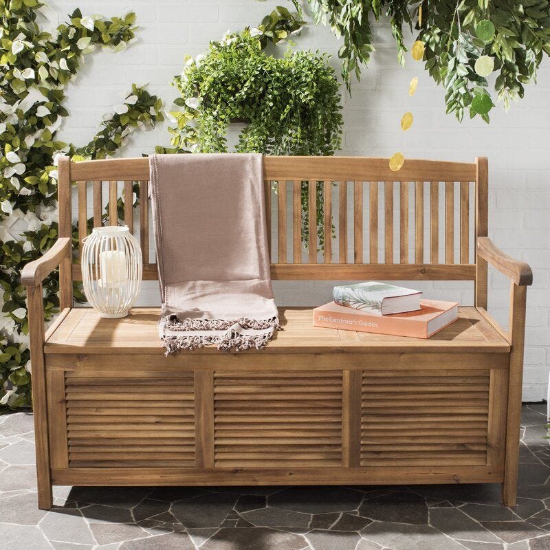 Acacia Wood Storage Bench