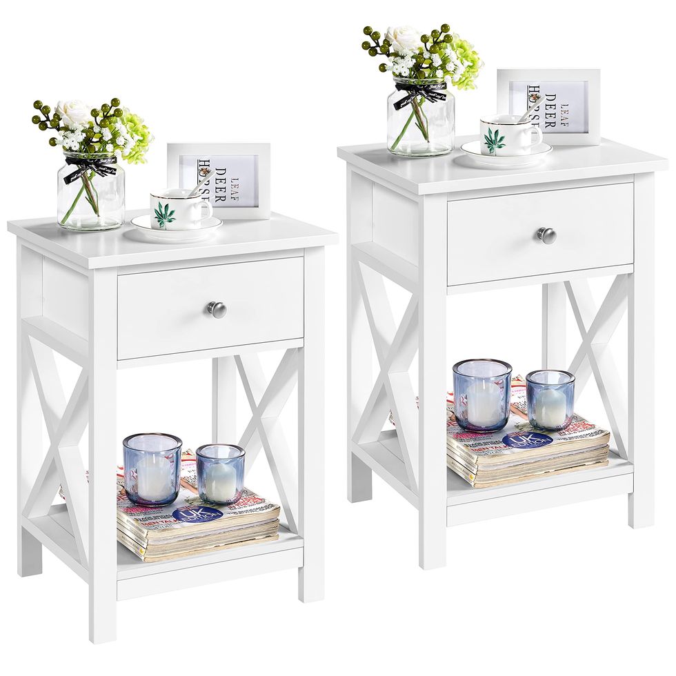 Yaheetech White Bedside Table set of 2