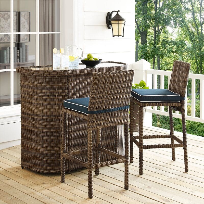 Pranav 2-Person Bar-Height Dining Set with Cushions