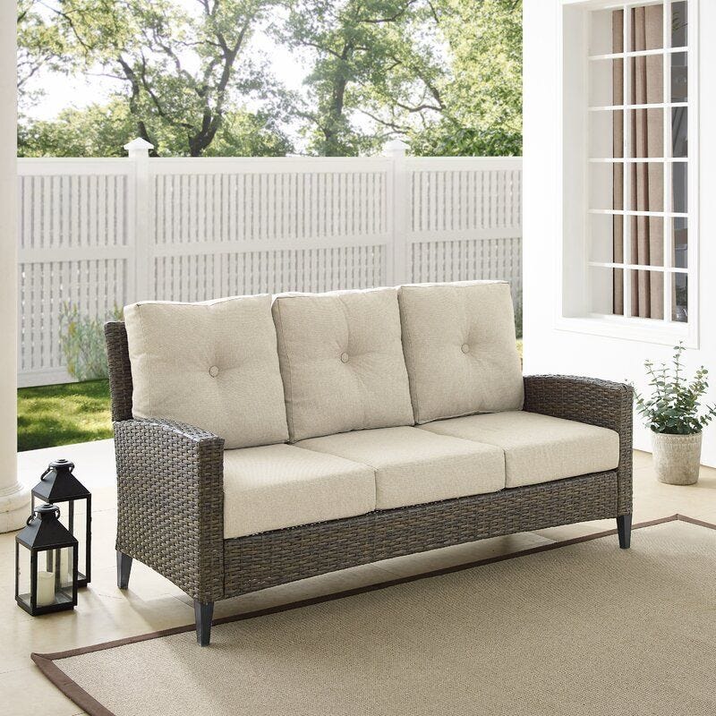 Rockport 77" Wide Outdoor Patio Sofa with Cushions