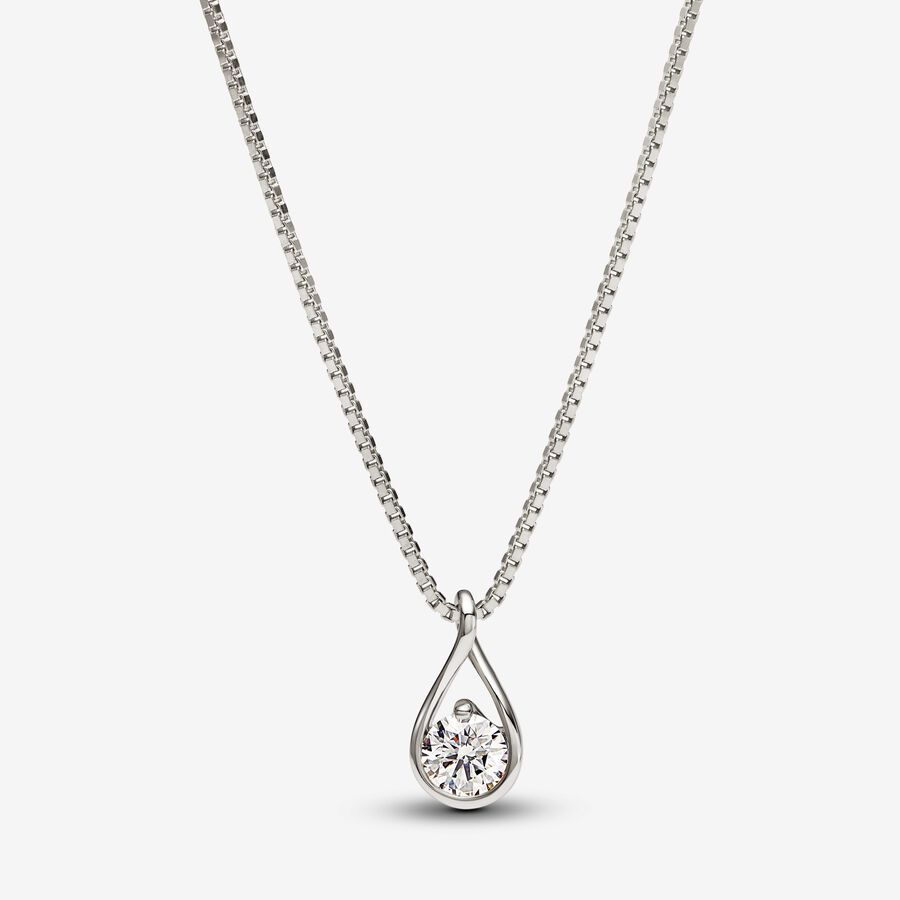 Infinite 14k White Gold Lab-grown Diamond Pendant Necklace