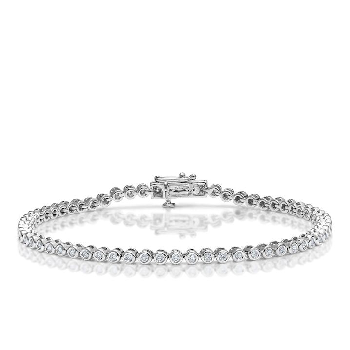 1ct Lab Diamond Tennis Bracelet Rub Over Style in 925 Sterling Silver
