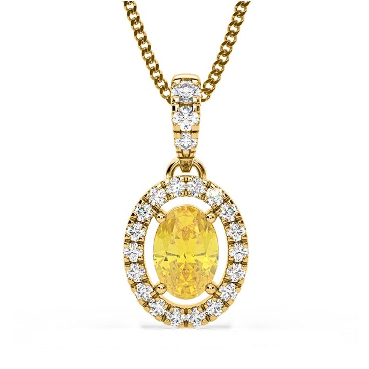 Georgina Yellow Lab Diamond Oval Halo Necklace 0.70ct in 18KGold - Elara Collection