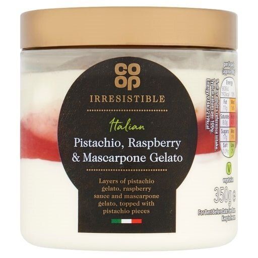 Co-op Irresistible Italian Pistachio, Raspberry & Mascarpone Gelato 