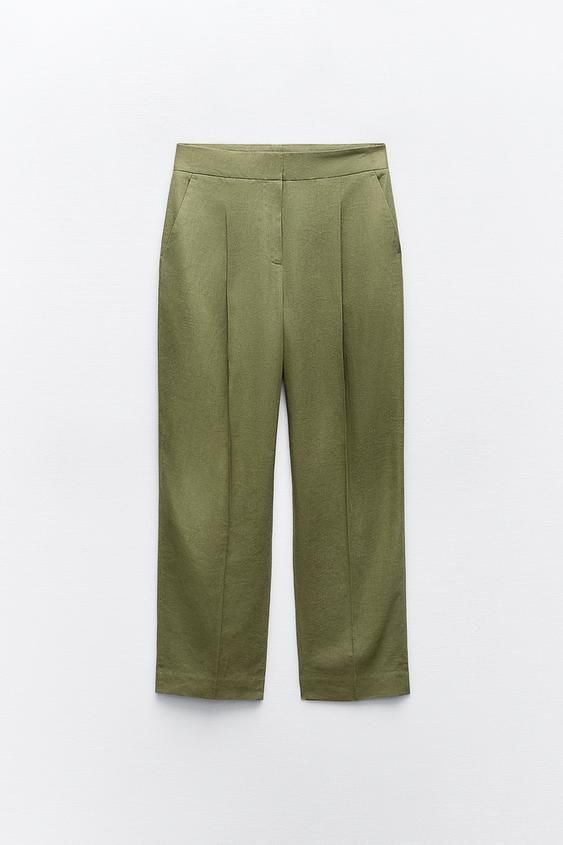 Pantalones lino verdes