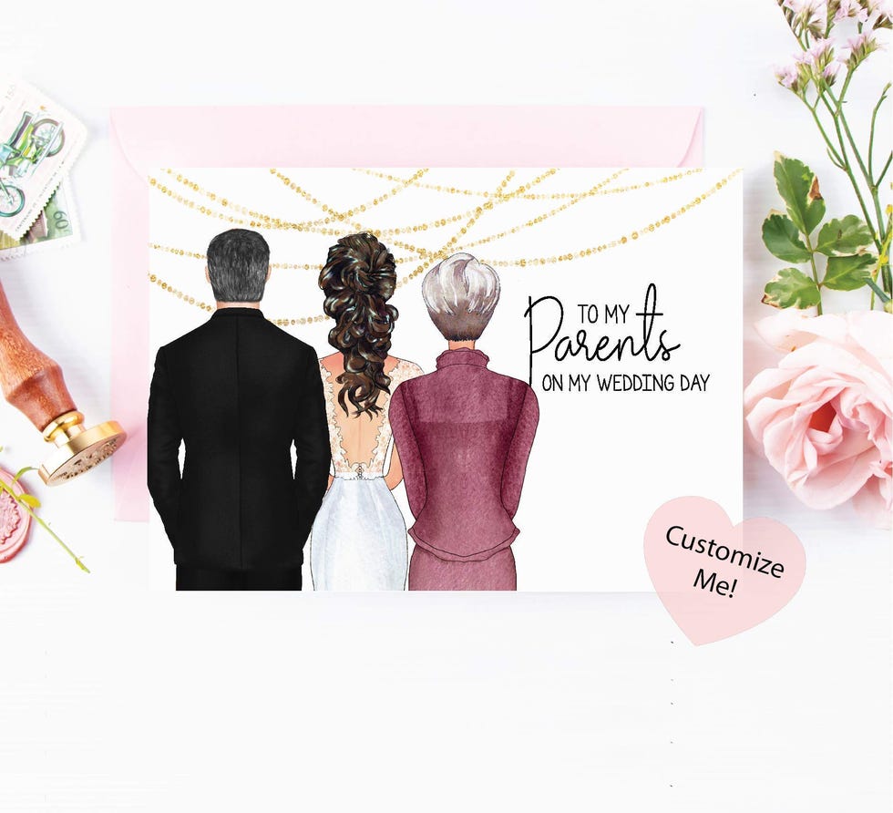 To My Parents on My Wedding Day Custom Portrait Card