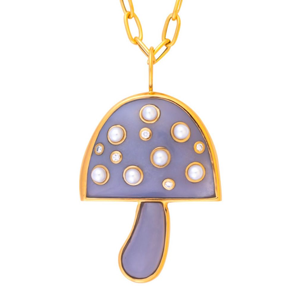 Chalcedony Pearl Mushroom Necklace
