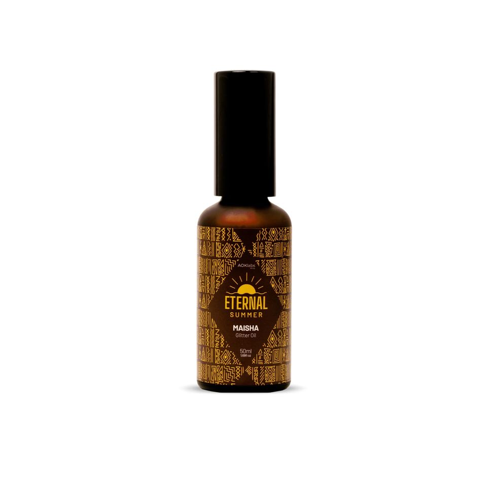 AOKlabs- MAISHA Glitter Oil Aceite iluminador corporal, Body oil hidratante para cara, cuerpo y pelo, aceite de tacto seco multifunción 50ml.