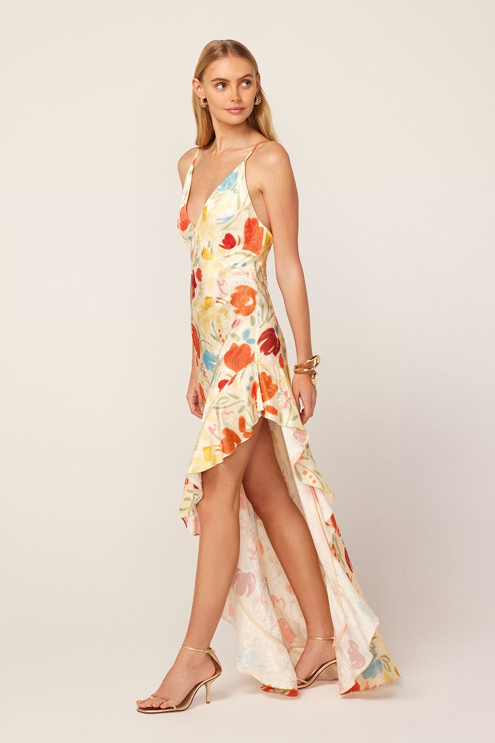 Brigitte pastel floral jacquard maxi dress