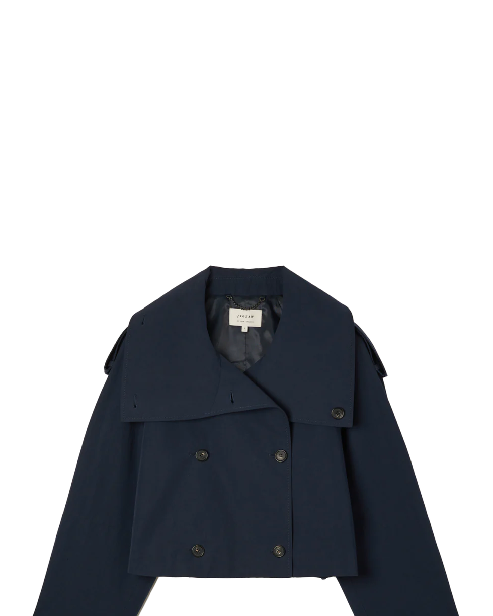 Cropped Cotton Trench Jacket