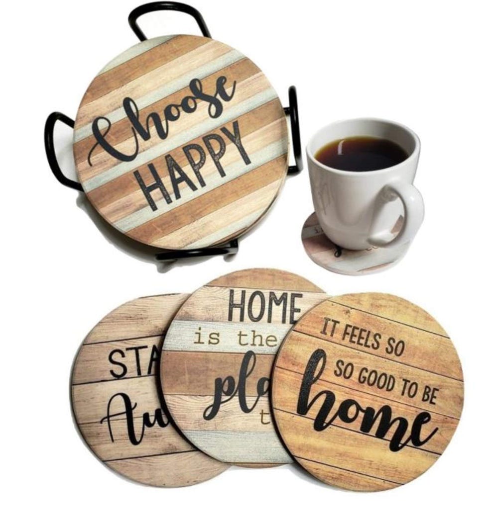 Rustic Farmhouse Stone & Cork Coasters 
