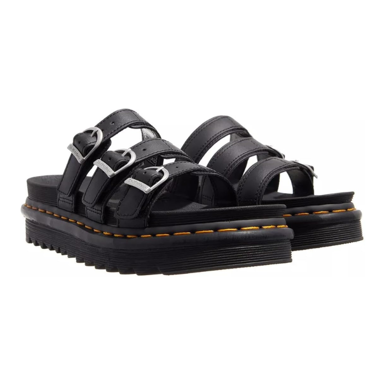 Black Hydro Leather Slide Sandals