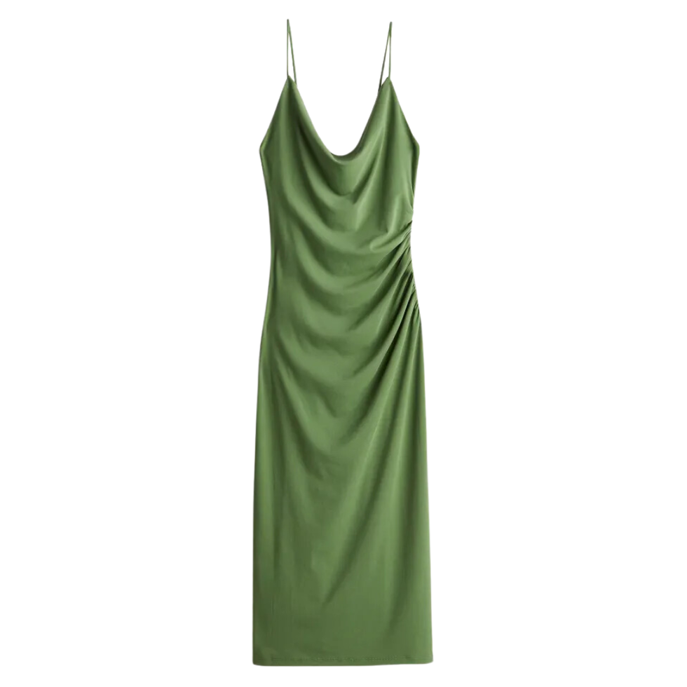 H&M gedrapeerde jurk met watervalhals