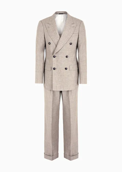 Royal Line double-breasted suit in linen and virgin wool