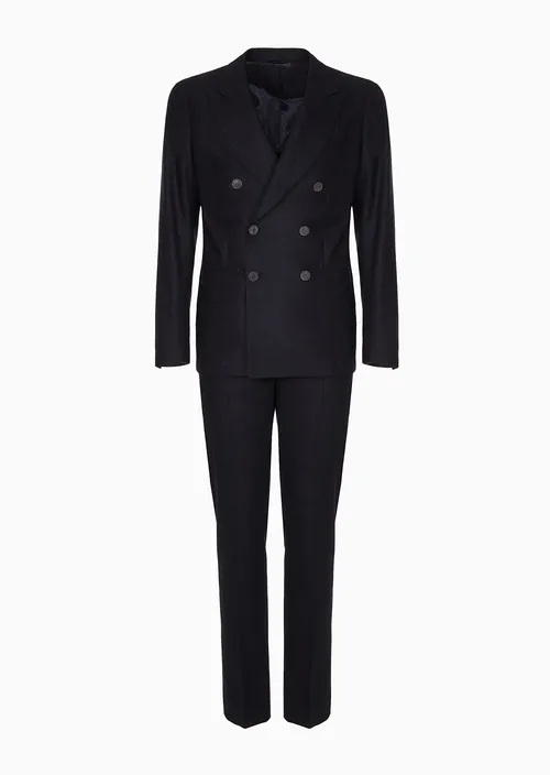 Napoli Line double-breasted suit in stretch cashmere drap