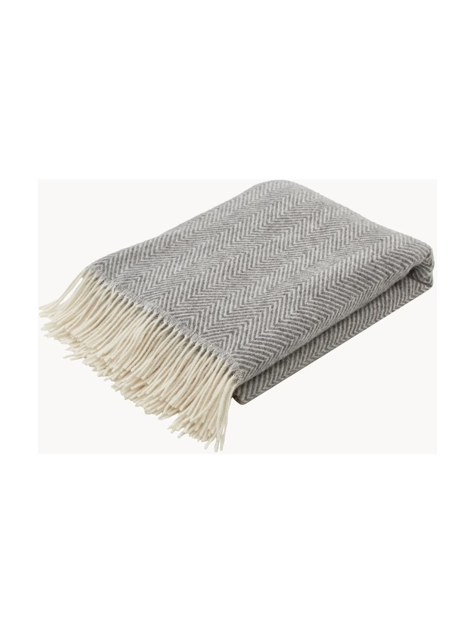 Tirol-Mona fringed and herringbone wool blanket