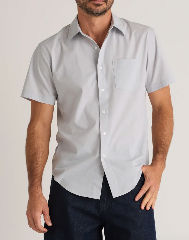 Organic Cotton Stretch Poplin Short Sleeve Shirt