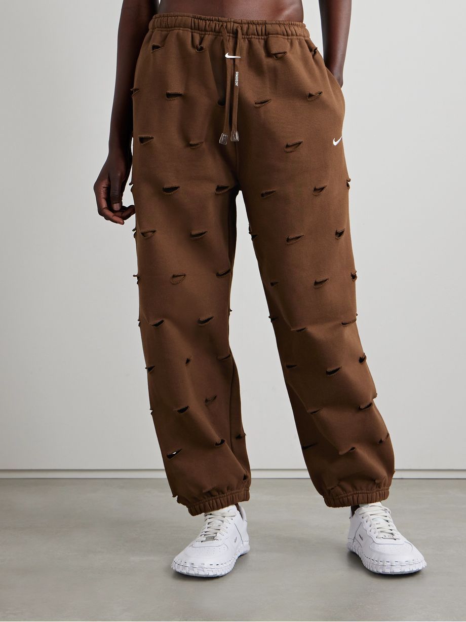 Cutout Cotton-Blend Jersey Track Pants