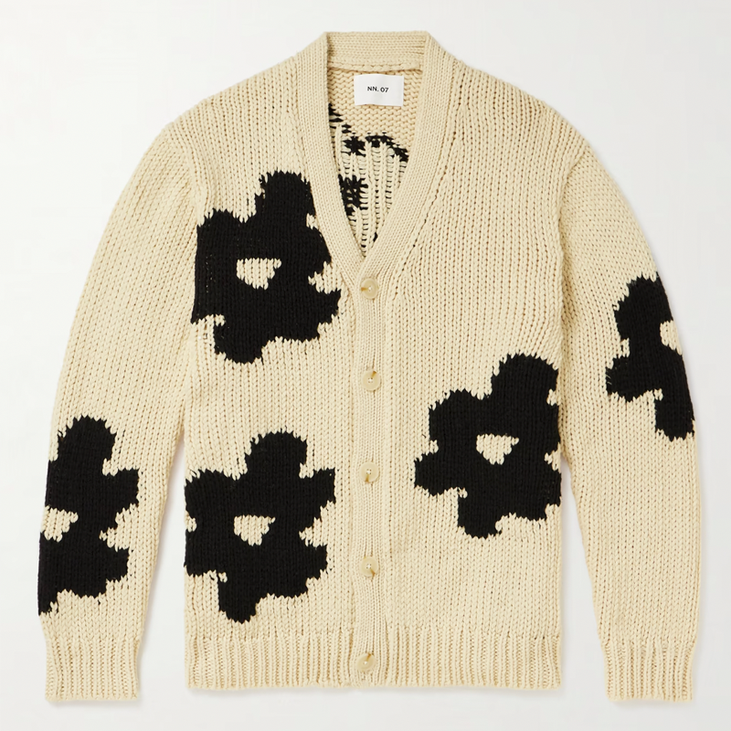 Mika 6620 Floral-Jacquard Knitted Cardigan
