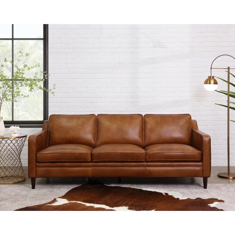 Ashtabula Genuine Leather Square Arm Sofa