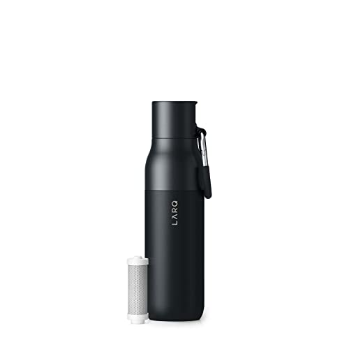LARQ Bottle Filtered - Acciaio inossidabile isolato Bottiglia per l’acqua Senza BPA con tecnologia Nano Zero e filtri a lunga durata, 500ml, Obsidian Black