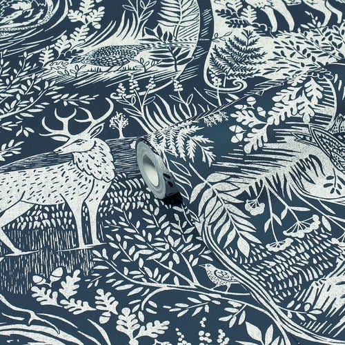 10m Winter Woods Animal Printed Wallpaper