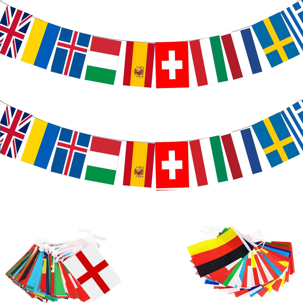 Banderines con banderas europeas de 37 países