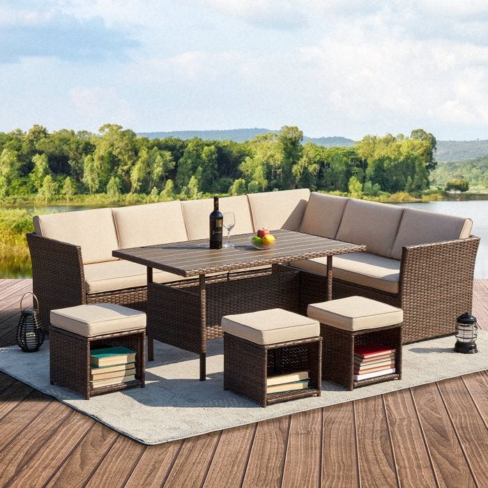 9-Person Outdoor Seating Group with Cushions