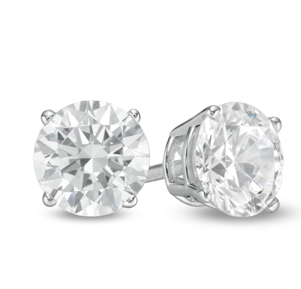 Lab-Created Diamond Solitaire Stud Earrings