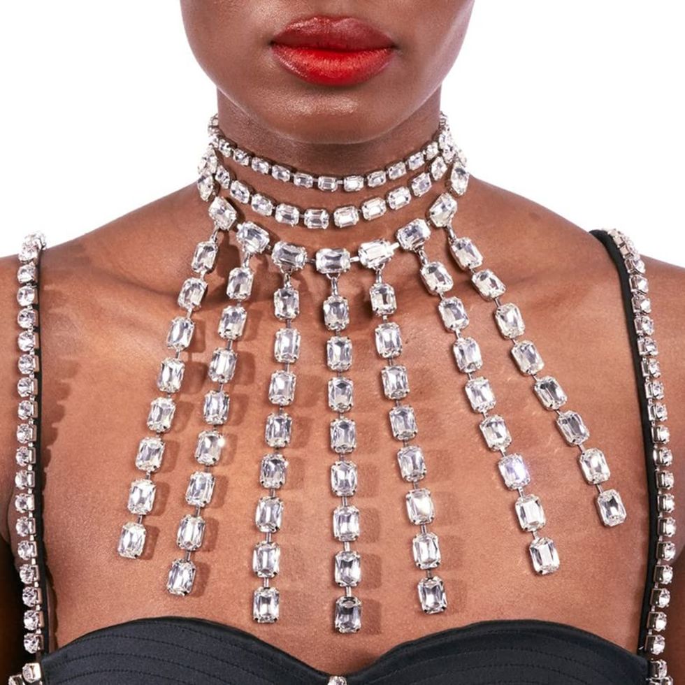 Large Crystal Tassel Necklace