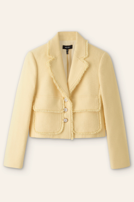 Textured Cotton-Blend Crop Jacket