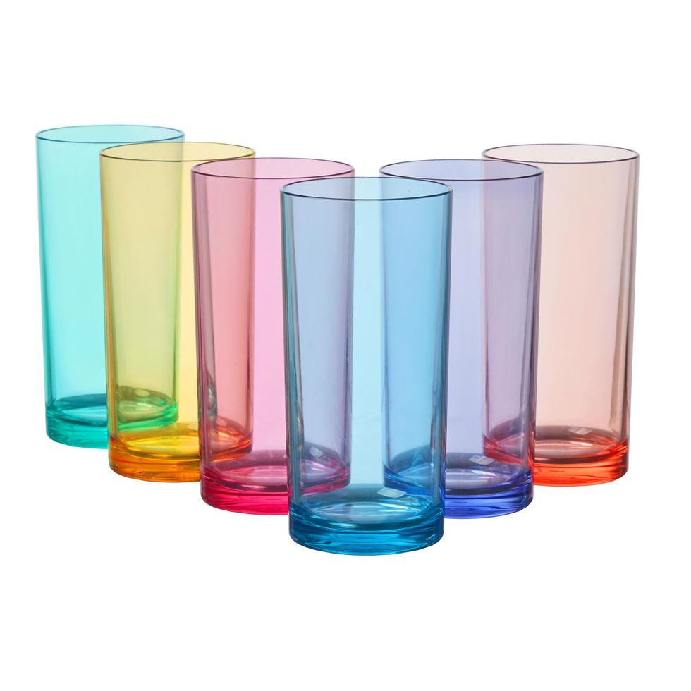 Classic Plastic Reusable Drinking Glasses (Set of 6) 